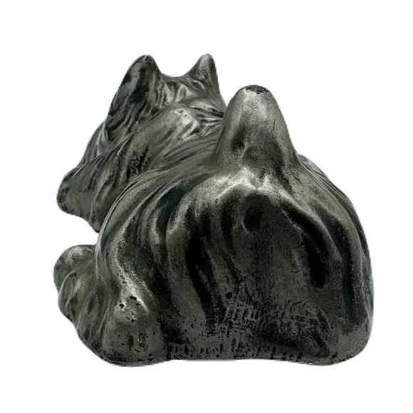 Vintage Scottish Terrier Scottie Dog Chalkware Painted Silver Statue Figurine - Picture 3 of 13